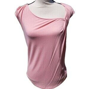 Calvin Klein Womens Sleeveless Pale Pink Blouse X-SMALL Beaded Accents Pleated